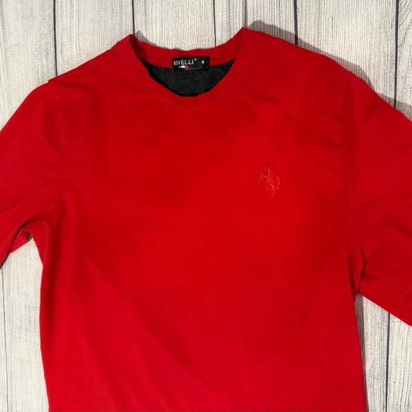 RIVELLI men Red Long Sleeve stretch Tee shirt/size M - Picture 3 of 8